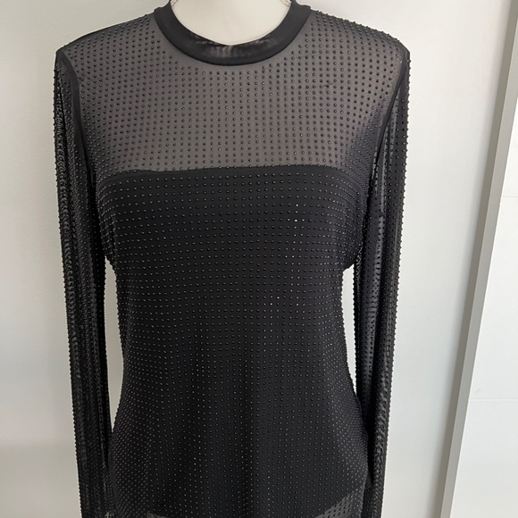 Generation Love COLE Crystal Beaded Black Elegant Long Sleeve Top NWT Large - Picture 9 of 9